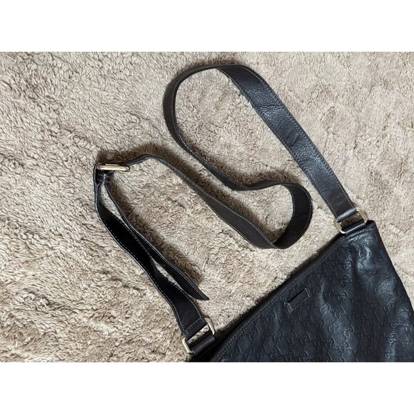 Authentic Gucci GG Dark Brown Guccissima Messenger Crossbody Bag Dust Bag & Tote - Picture 6 of 16